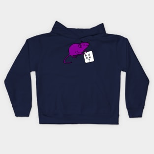 Purple Rat Holding Sign R U OK or Are You Ok Kids Hoodie